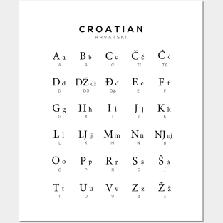 Croatian Alphabet Chart, Croatia Language Chart, White Posters and Art